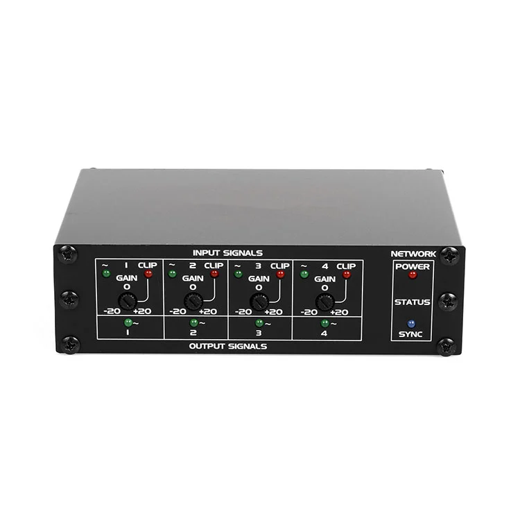 4 microfoon en lijningangen Dante interface